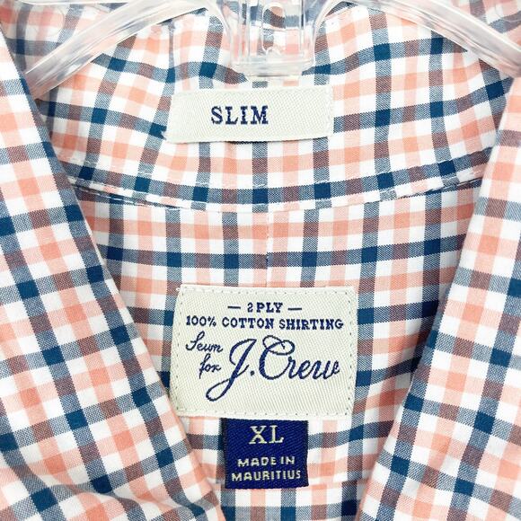 J. Crew Blue Orange Plaid Slim Fit Long Sleeve Button Down Sz XL - Picture 2 of 5